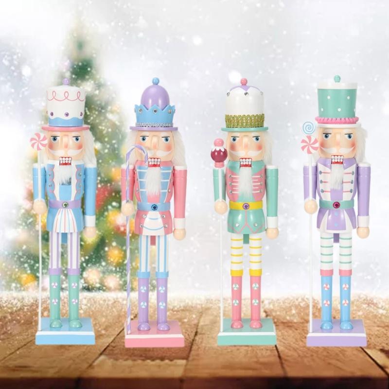 Elegant Wood Nutcrackers Ornament Stylish 50CM Nutcrackers Figure Decoration from Candy Series for Desk or Mantels