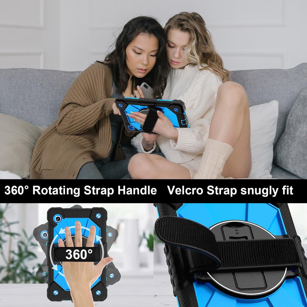 Rotatable Heavy Duty Case For Samsung Tab A11 A9 8.7 SM-X133 X135 X110 X115 X117 Armor Stand Cover With Shoulder Strap