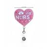 Adorable Style NURSE Pattern Retractable Badge Reel with Pink Medical Emblem, ID Card Holder