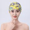 Färgglad Tryckt Bandana Badmössa för Kvinnor Vattentät Elastisk Textil Lämplig för Långt Hår Strandtillbehör för Havsbad