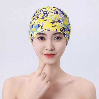 Women’s Colorful Printed Bandana Swim Cap Waterproof Elastic Fabric Long Hair Friendly Seaside Swimming Beach Accessory