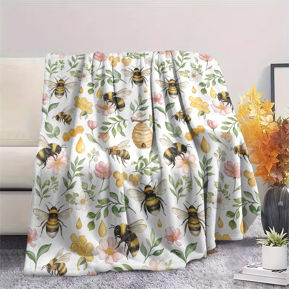 Fresh animal flowers Print Flannel Blanket High quality Comfortable for All Seasons Home Decor Warmth and Comfort Perfect for Christmas Gifts