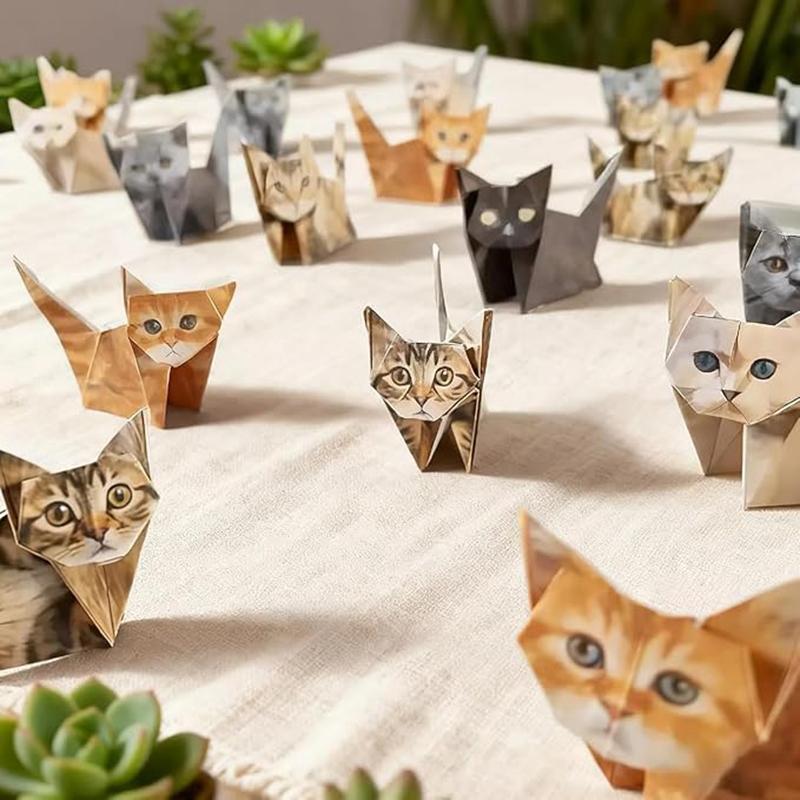 Cats Origami Set Cute Dog Dinosaur Handmade Craft Folding Paper Set 3D Animal Pattern DIY Craft Paper For Home Office Desk Decor
