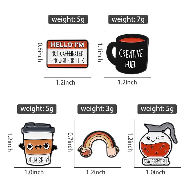 Iced Coffee Enamel Pin Creative Fuel Deja Brew Life Happens Coffee Helps Brooch Funny Lapel Badges Jewelry Gift for Kids Friends