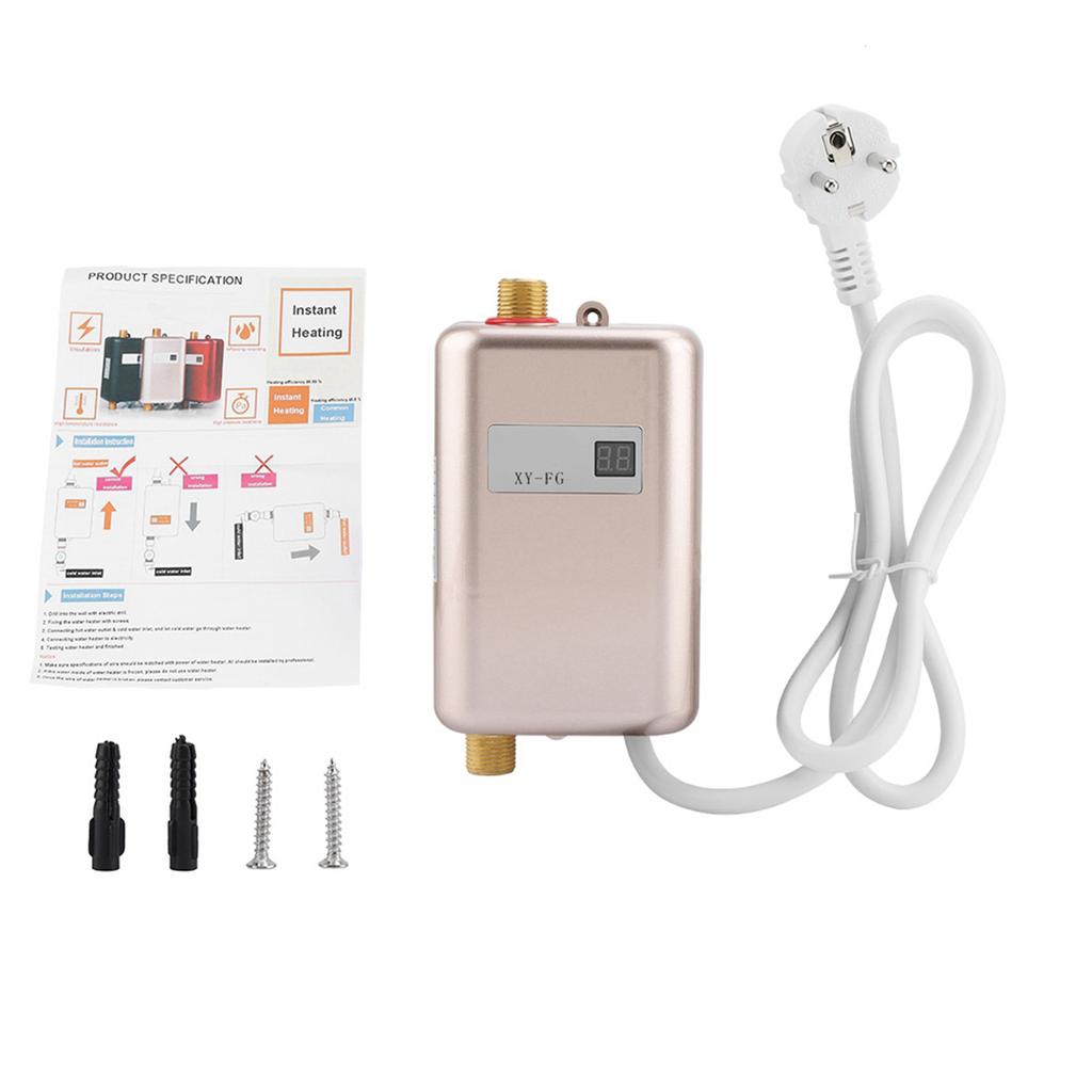 220V 3800W Electric Tankless Water Heater, Instant Hot Water Heater, Mini Water Heater with LCD Display for Home Commercial Use