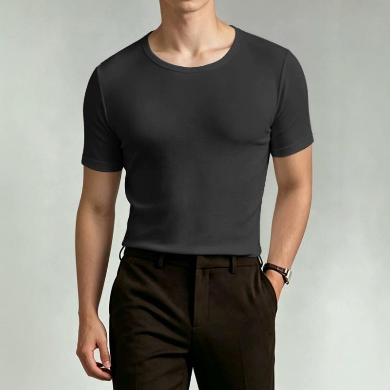 Men S Solid Color Short Sleeve T Shirt Loose Fit Korean Style