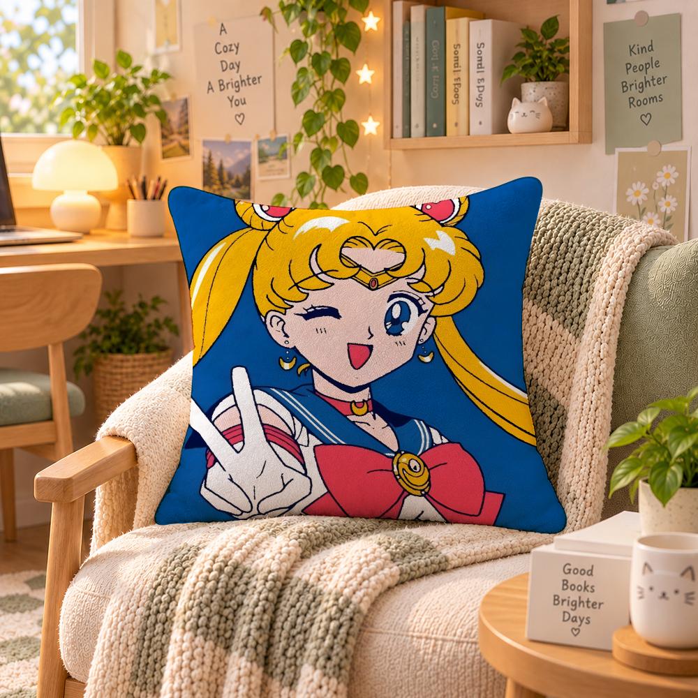 Anime Sailor Moon Magical Cushion Cover Personalized Soft Plush Pillow Living Room Home Sofa Bedroom Office Car Cushion