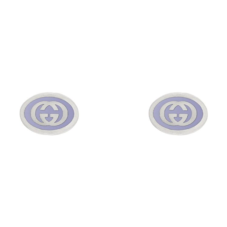 Gucci Double G Series Interlocking Double G Enamel Bright Finish 925 Silver Enamel Earrings Women earrings Light-Purple 753485-J8410-5200 Dust Bag+Box (Random Color),F,Light Purple