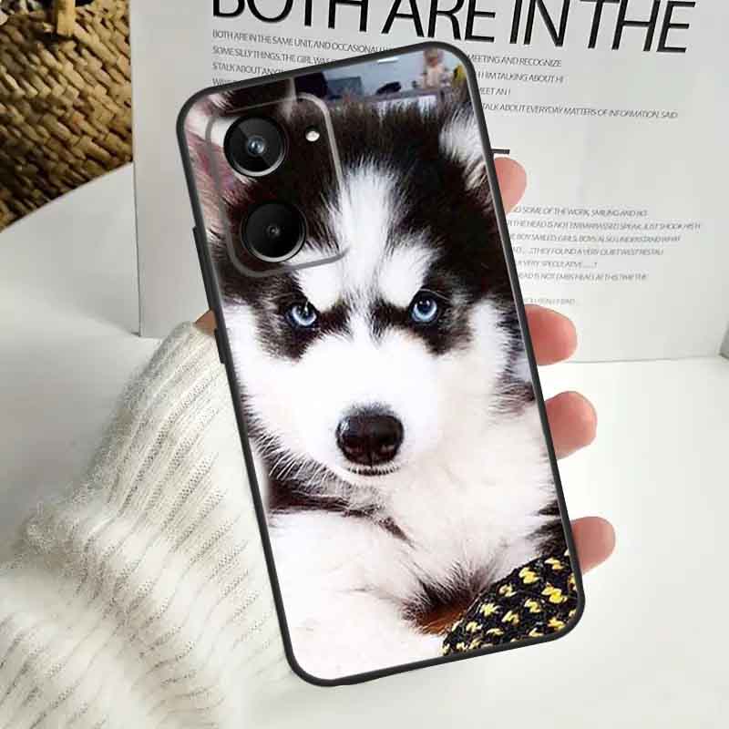 Animal Husky puppy Case For Realme C55 C53 C51 C35 C33 C30 C67 C21Y C25s C15 9 10 12 11 Pro Plus GT Neo5 Cover