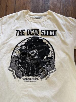 T-shirt da uomo The Dead South Bianca Spell-Out L Blu Country Bluegrass Canada Banjo