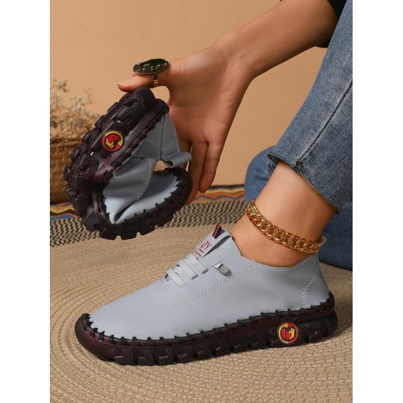 Spot handmade side seam thread large size beef tendon shoes shallow mouth outer wear single shoes 2025 new Roman style soft sole women's shoes