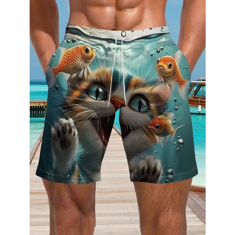 Summer Men's 3D Printed Beach Shorts Fashion Versatile Trend Breathable Casual Vacation Style