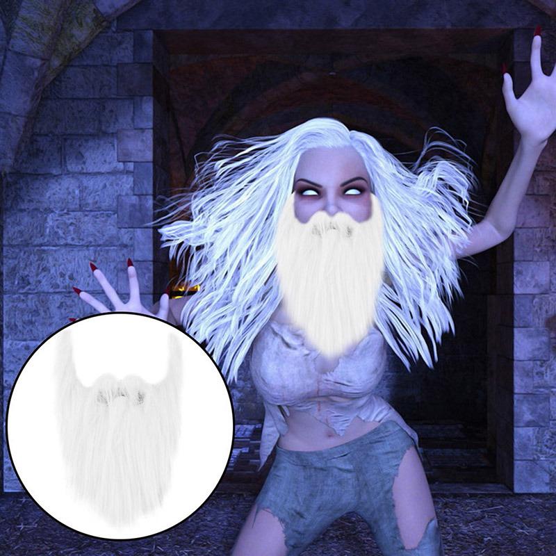 Realistic Artificial Fake Beard Long Fluff Mustache Whisker Grandpa Santa Claus Cosplay Halloween Costume Party Props