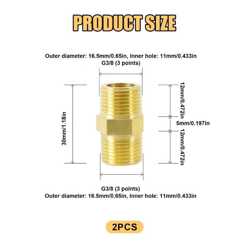 Strong Double Male Threaded Brass Fitting Universal Pipe Connector Univsersal Pipe Adapter for Home & Industrial Use