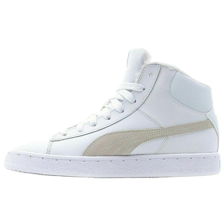 PUMA Mid Leather Fur Lined Cozy Stay Warm Mid-Top Casual Skate Shoes Unisex White Fleece Lined Men s 364977-02 EU 40