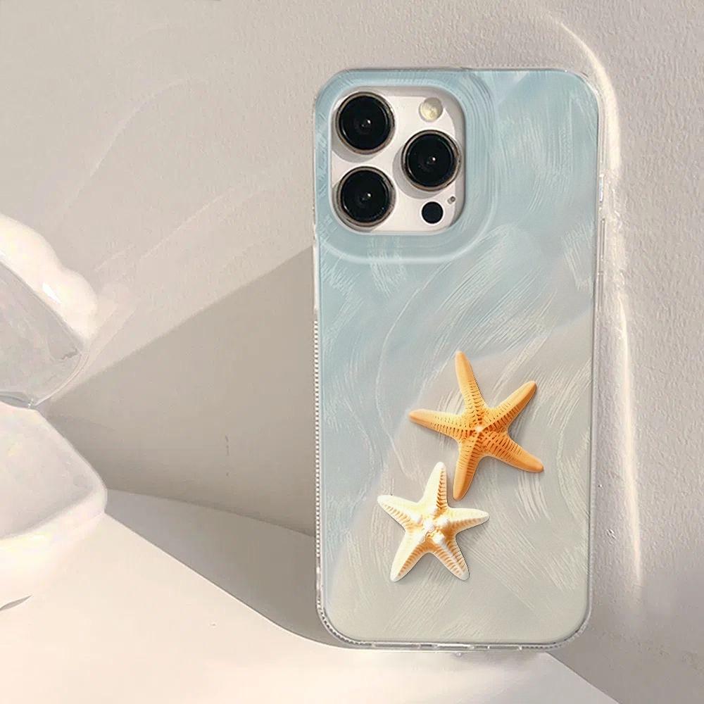 Phone Case For iPhone 16 15 14 13 12 11 Pro 16E 15Pro 16Pro Max X XS Max XR SE 2 7 8 Plus Cool Beach Starfish Pattern Cover