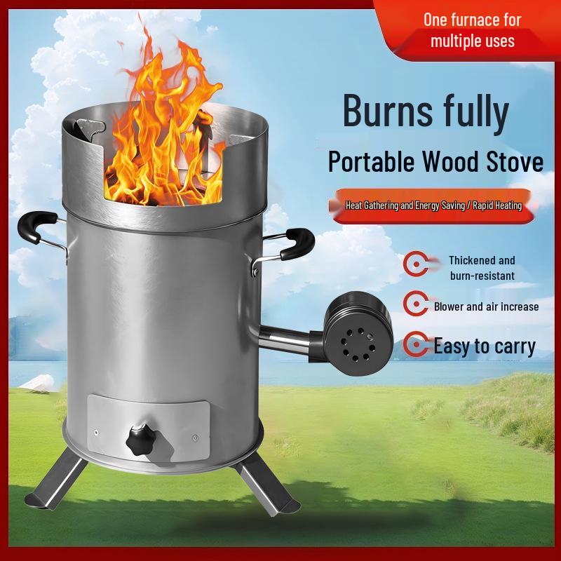 Energy-Saving Portable Outdoor Wood Gasifier Stove for Camping