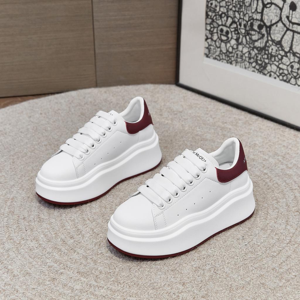 Small Women's Shoes Leather Platform White Shoes Women's Spring New Versatile Height-increasing Shoes Casual Board Shoes