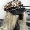 Leopards Print Studded Hat Buckles Trendy Hat Women Stylish Octagonal Hat for Trendy Women