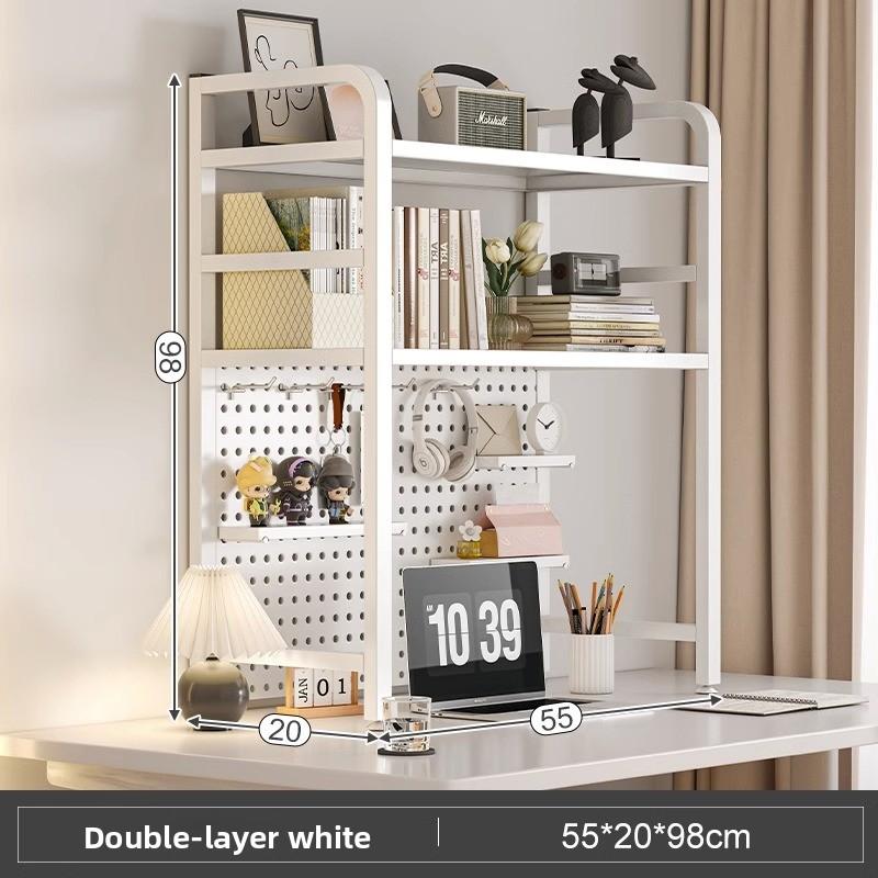 Multi-Layer Desktop Hole Board Storage Rack Stand up Computer Desk Organizer Student Dormitory Bookcase Horizontal Shelf Holder
