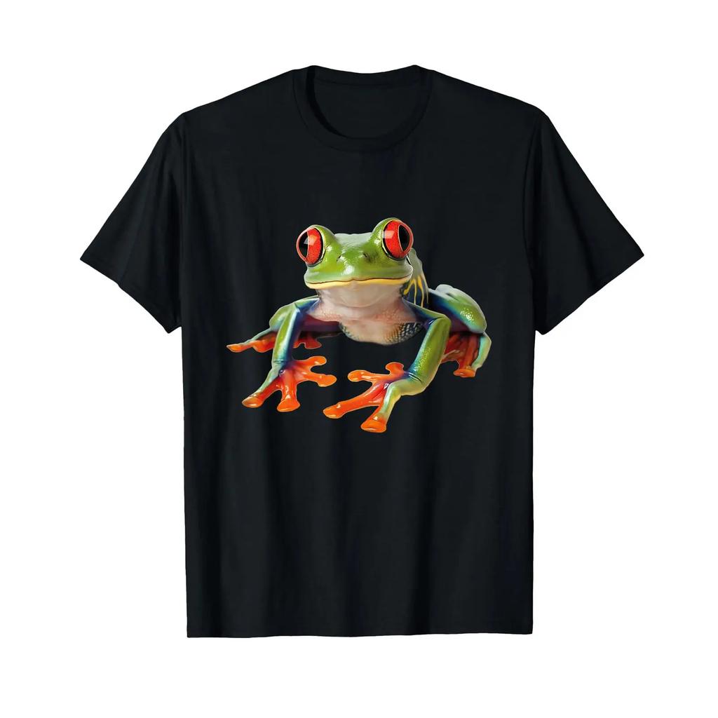 Frog Funny T Shirt vintage Washed homme Stretched fashion Breathable Soft Unisex Slightly Stylish graphic designer clothes