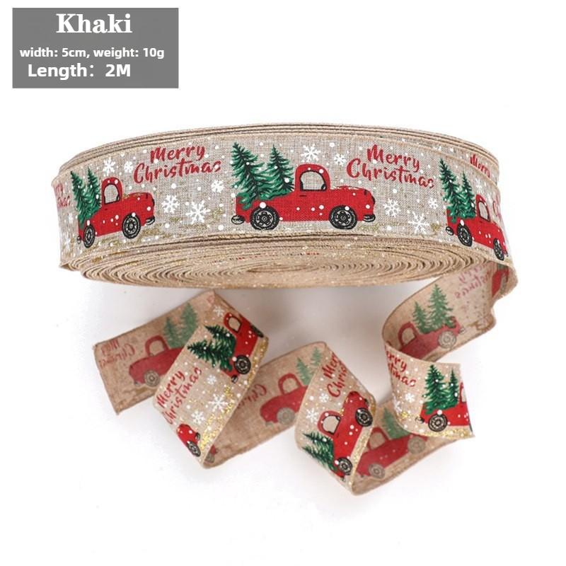 

Christmas Woven Ribbon Imitation Linen Satin for Gift Packaging Bow Accessories Decorative Holiday Ribbons for DIY Craft Decor 1PC хакі