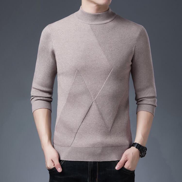 Men's Winter Knitted Sweater: Thick, Warm, Half-High Collar, Dad Style