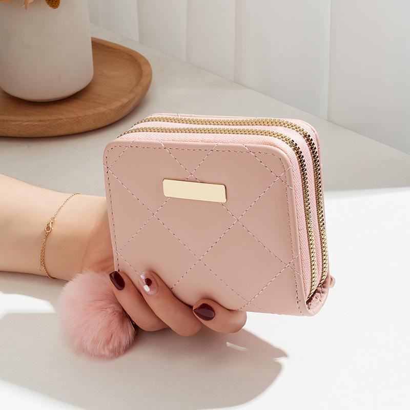 New Iron Standard Decorative Women's Rhombus Clutch Change Bag Double-layer Casual Bag Wallet Short Piece