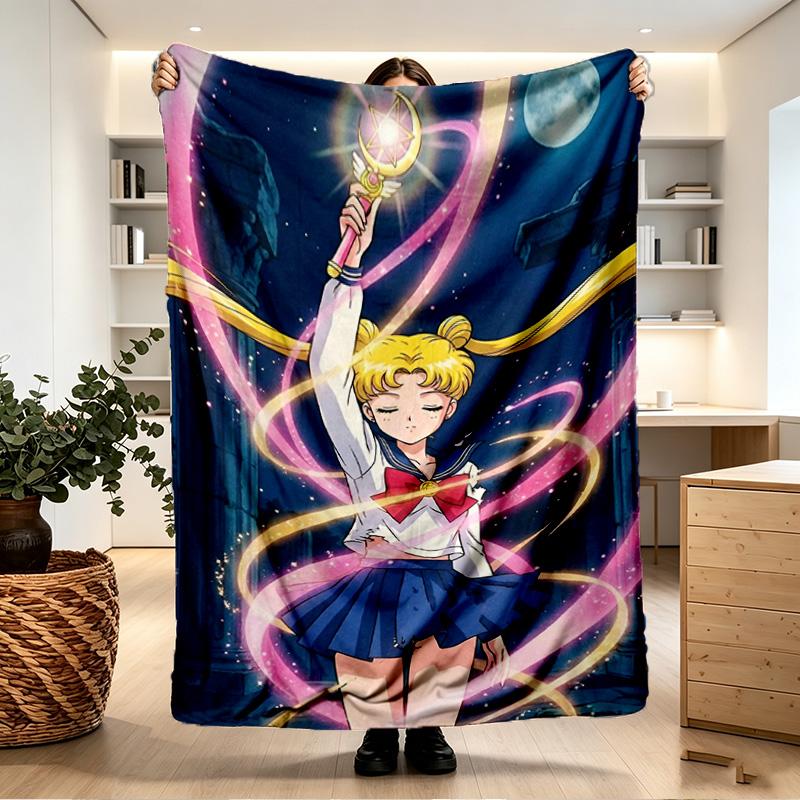 Sailor Moon Print Blanket - Soft & Comfortable, for Bedroom, Travel, Sofa, Home Decoration - Birthday Christmas Gift for Friend
