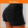 Wish Womens High Waist Denim Shorts With Distressed Fray For Streetwear Style