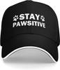 Stay Pawsitive Dog Paw Print Baseball Cap Polyester Adjustable Casual Unisex Adult Hat