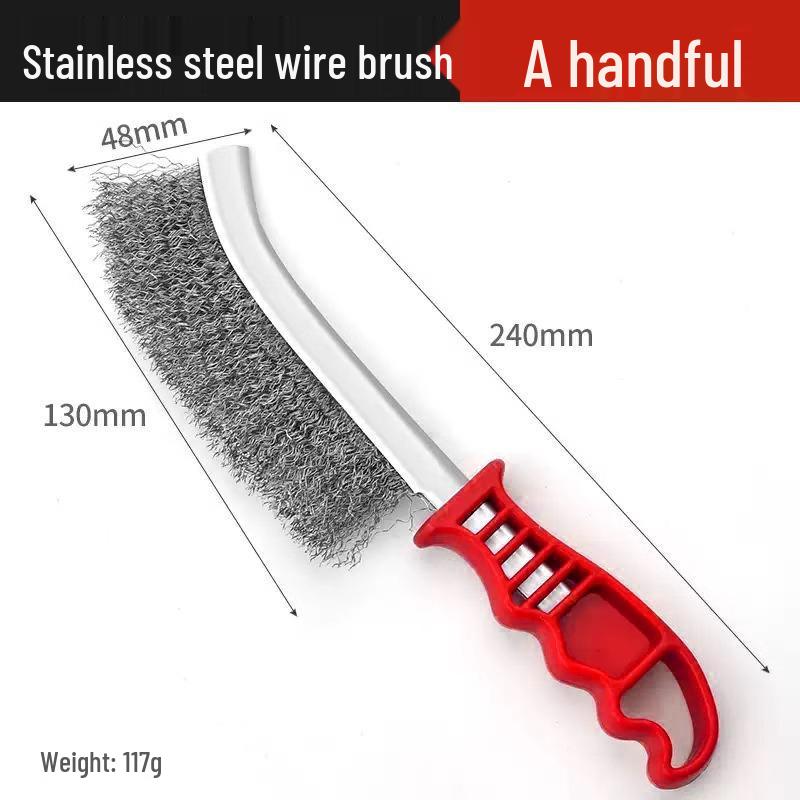 Stainless Steel & Copper-Plated Wire Brush with Plastic Handle for Rust Removal and Grill Cleaning
