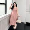 Plus size women clothing [Scotland Island] Chubby Girl Summer Holiday Style Plaid High Waist Meat Covering Loose Vest Dress