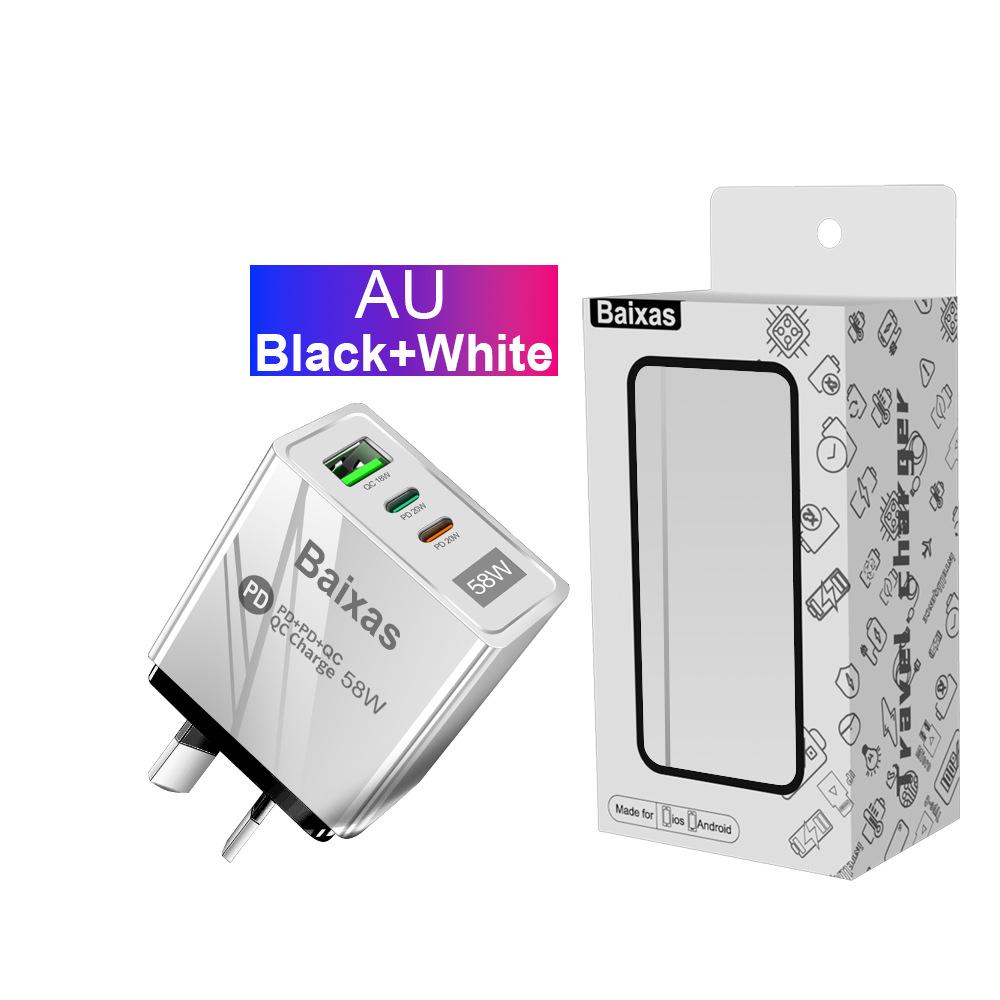 58W Dual Fast Charger with 2PD & QC3.0 for EU/US/UK