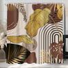 Black Gold Christian Shower Curtain, Tropical Palm Bible Verse Print, Modern Monstera Aesthetic With Hooks