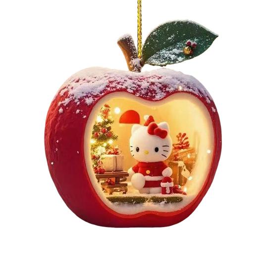 Christmas Ornament Cartoon Anime Cat In Red Fruit Christmas Tree Ornament 2D Acrylic Hanging Pendant for Holiday Home Decor