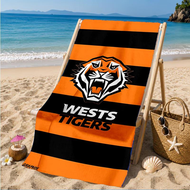 Wests Tigers Roar Stärke und Stolz Strandtuch, Schnelltrocknend, Pflegeleicht, Geeignet für Fitness und Strandurlaub, Sport-Essential