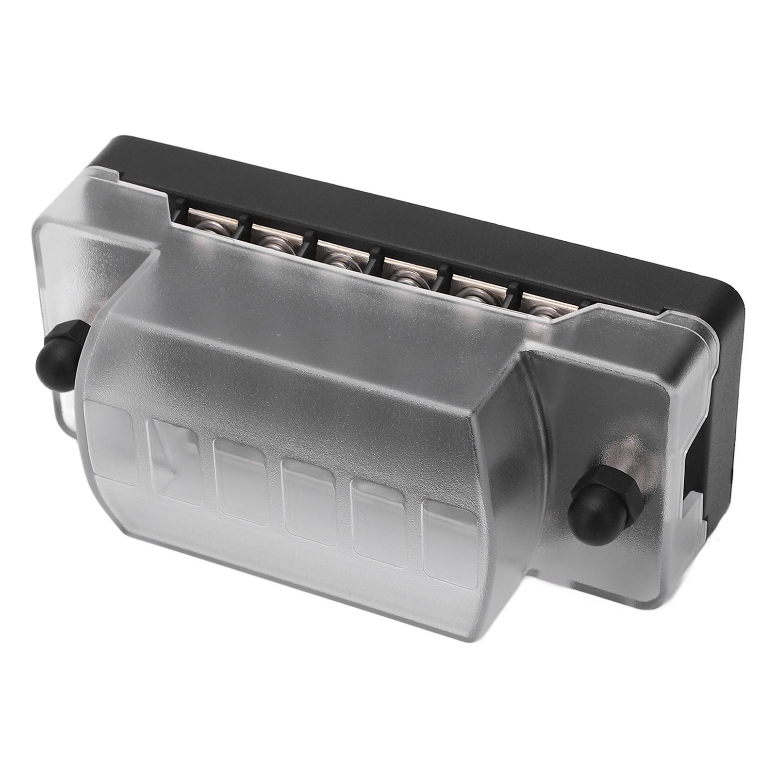 

Blade Fuse Block 6 Way Waterproof Protective Transparent Cover PC Fuse Holder for 12V 24V Car Ship