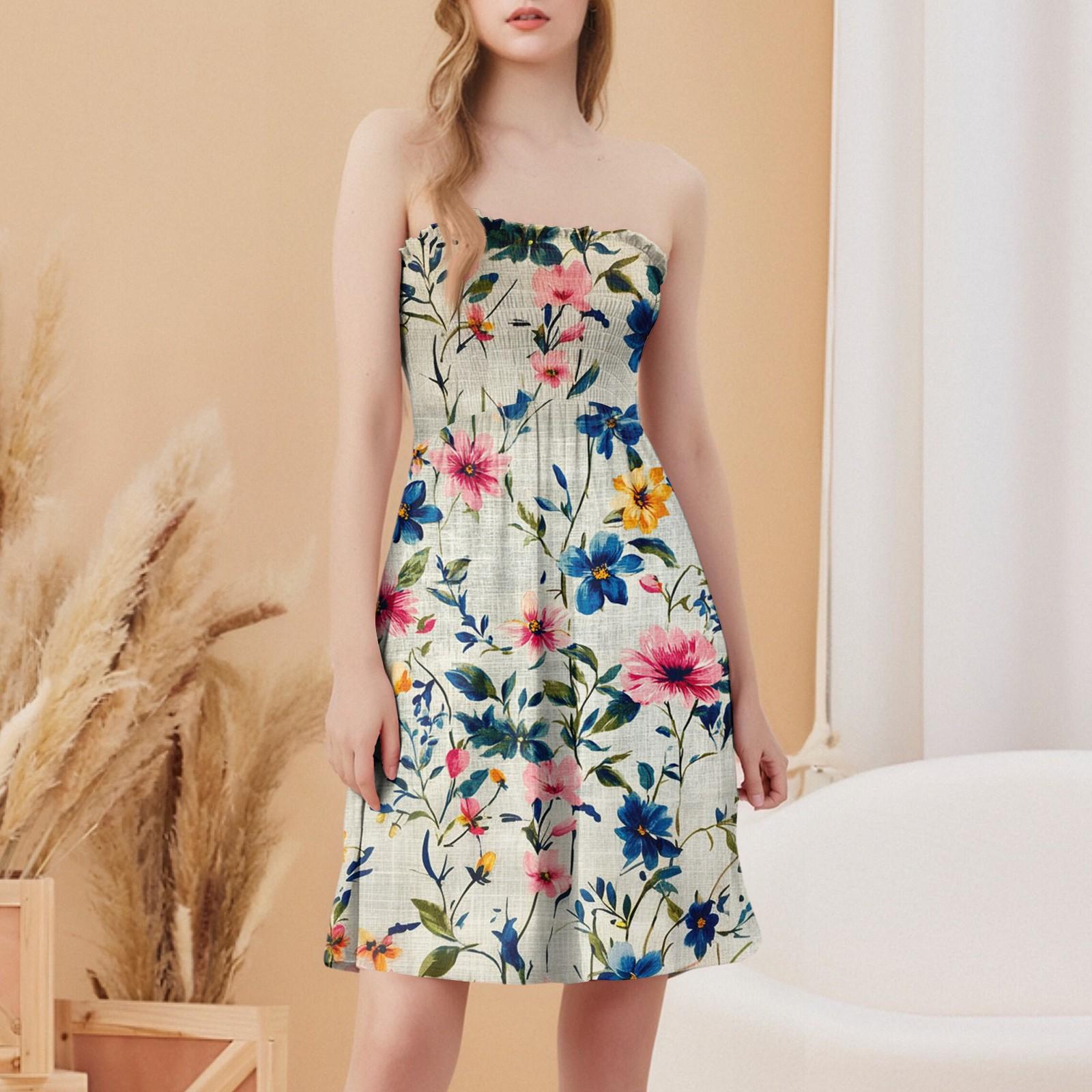 

Модное женское повседневное платье-труба без рукавов с цветочным принтом M