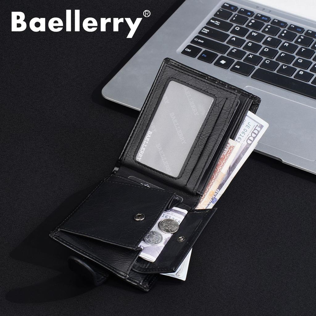 New Wallet Men's Short Men's High-end Retro Pu Buckle Wallet Business Zipper Small Wallet Men