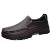 Men's Large Slip-On Leather Shoes: Breathable, Soft Sole, Anti-Slip Casual Comfort for Middle-Aged Dads