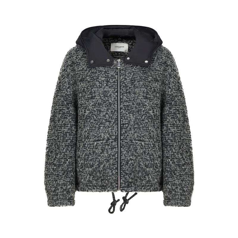 Jiu Zi Anna Kou Women's Relaxed Fit Hooded Wool Blend Jacket