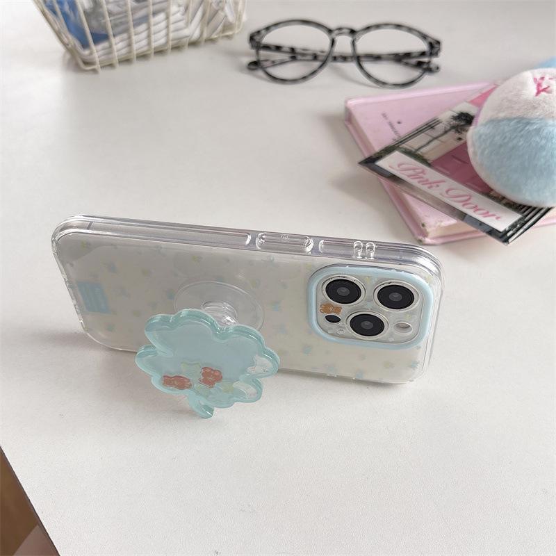 

3D Blue Floral Bear iPhone Case for iPhone 17/16 Pro Max/15 Pro iPhone 16 Pro