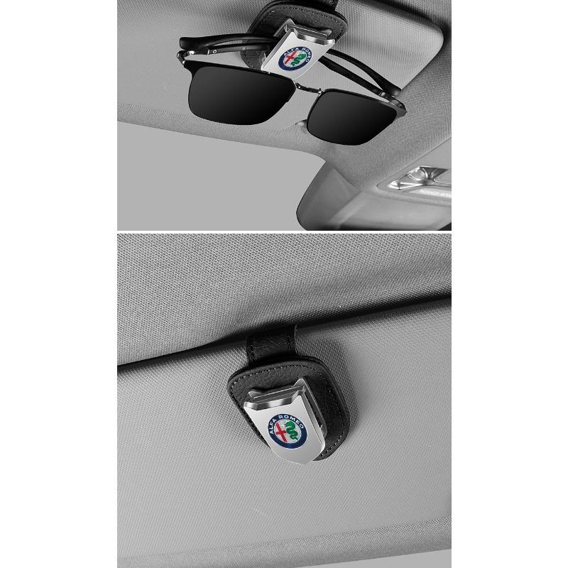 Car Auto Sun Visor Glasses Box Sunglasses Clip Card Ticket Holder Stand for Alfa Romeo Giulia Giulietta MiTo Stelvio Tonale 4C 8C Disco Volante Gloria