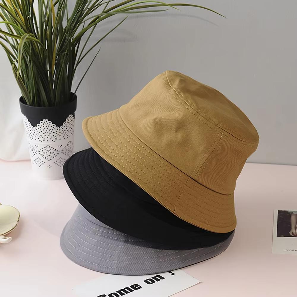 Unisex Cotton Bucket Hat Women Summer Sunscreen Panama Hat Men Pure Color Sunbonnet Fedoras Outdoor Fisherman Beach Cap