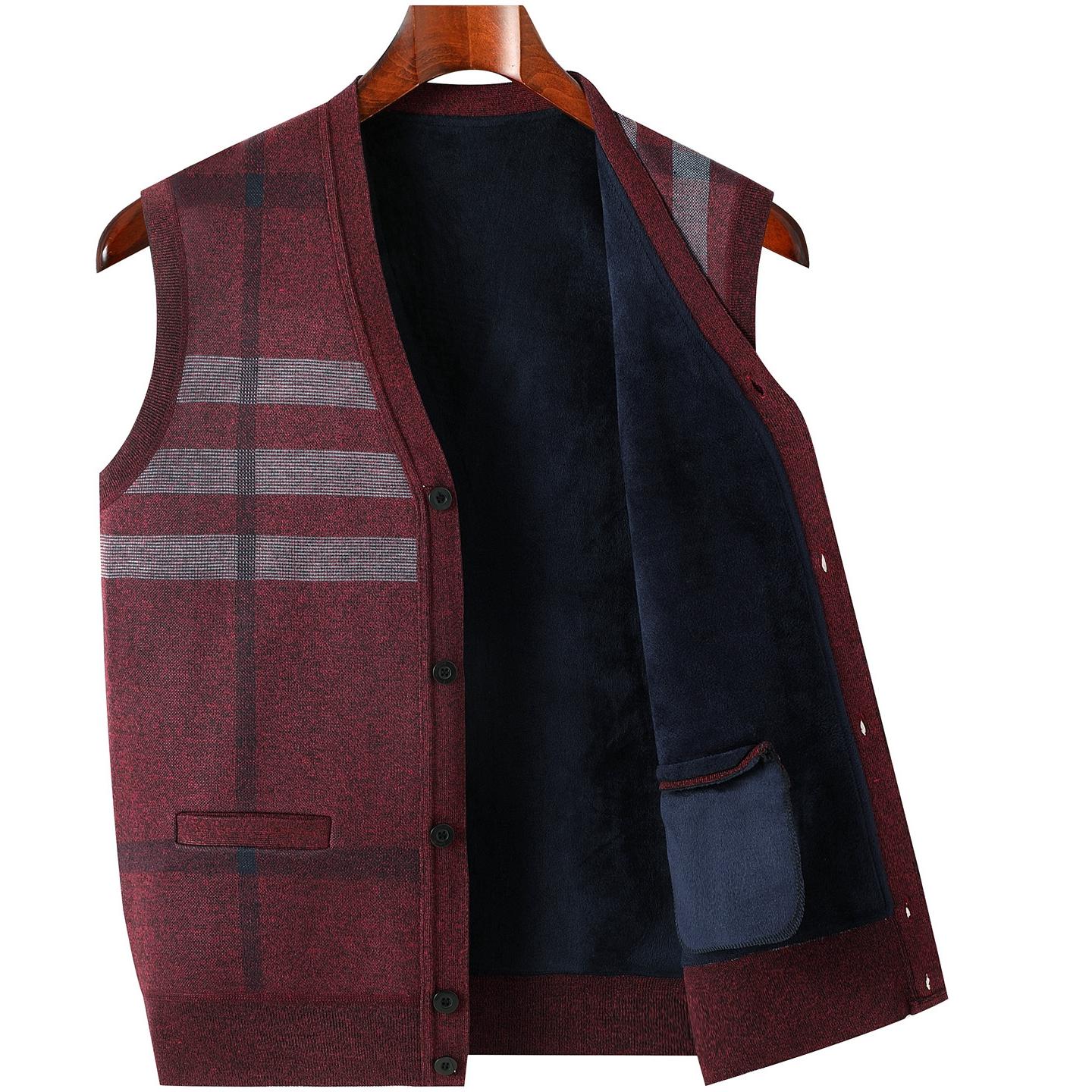 

Men s Plus Velvet Thickened Vest for Middle-aged and Senior Dads and Grandpas - Warm Sleeveless Autumn/Winter Cardigan for Elderly. XL