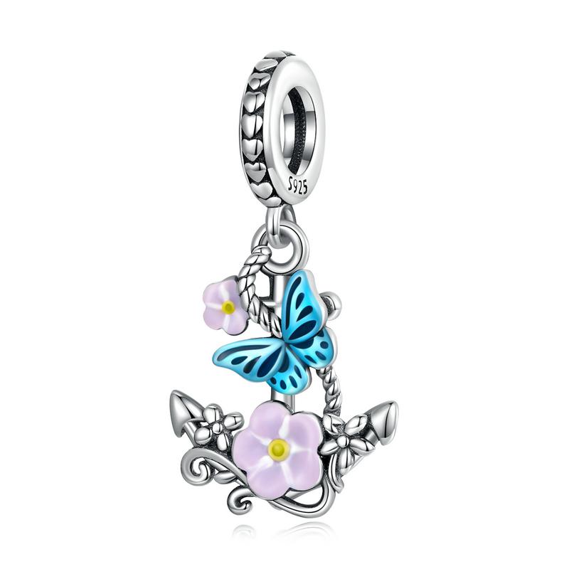 

WOSTU 925 Silver Blue Butterfly Charms Pendant Vintage Devil Eye Hollow Bead Fit DIY Bracelet Necklace Jewelry Making