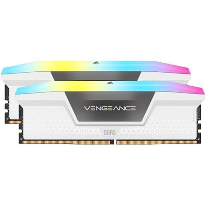 Mémoire RAM - CORSAIR - CMH32GX5M2B6000Z30W - 32 Go 2x 16 Go - VENGEANCE RGB DDR5 White Heatspreader - 6000MT/s - DIMM - CL 30