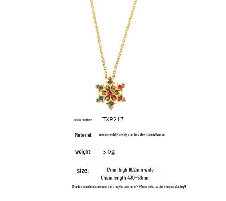 Qiong Yao 5A Zircon Snowflake Necklace, 18K Gold PVD Electroplated, Colorfast Jewelry