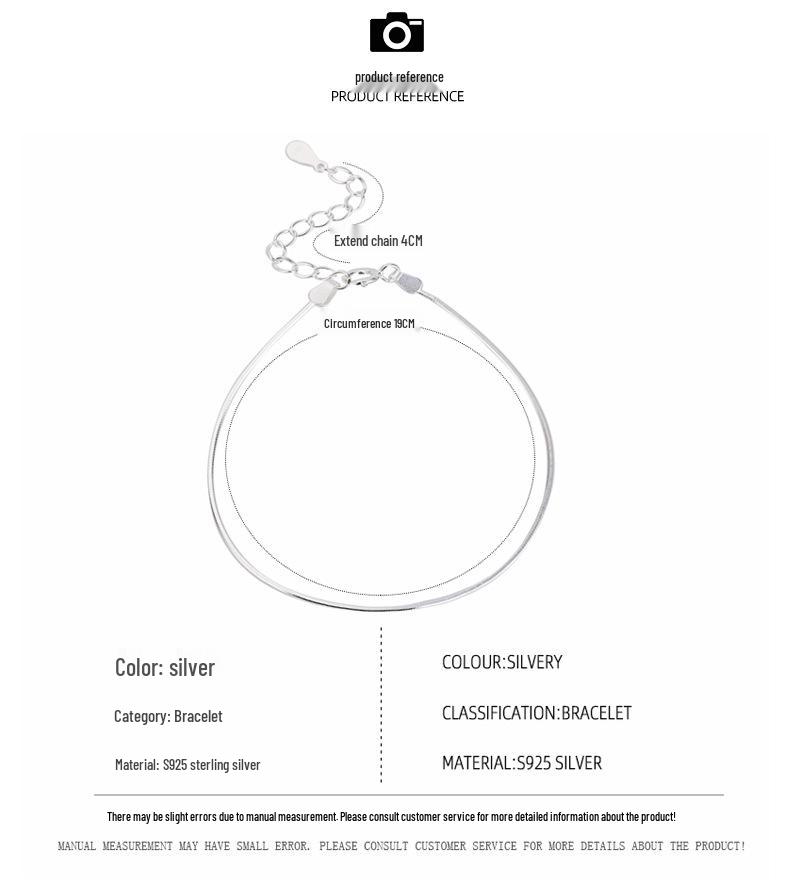 Exquisite 925 Sterling Silver Snake Bone Bracelet – Japanese Minimalist Style